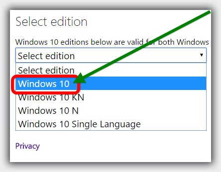 выбор версии windows 10