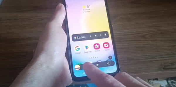 zrzut ekranu na Samsungu a25